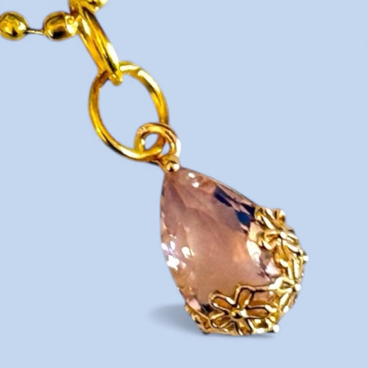 Pale Pink Flower Gem Handle Charm
