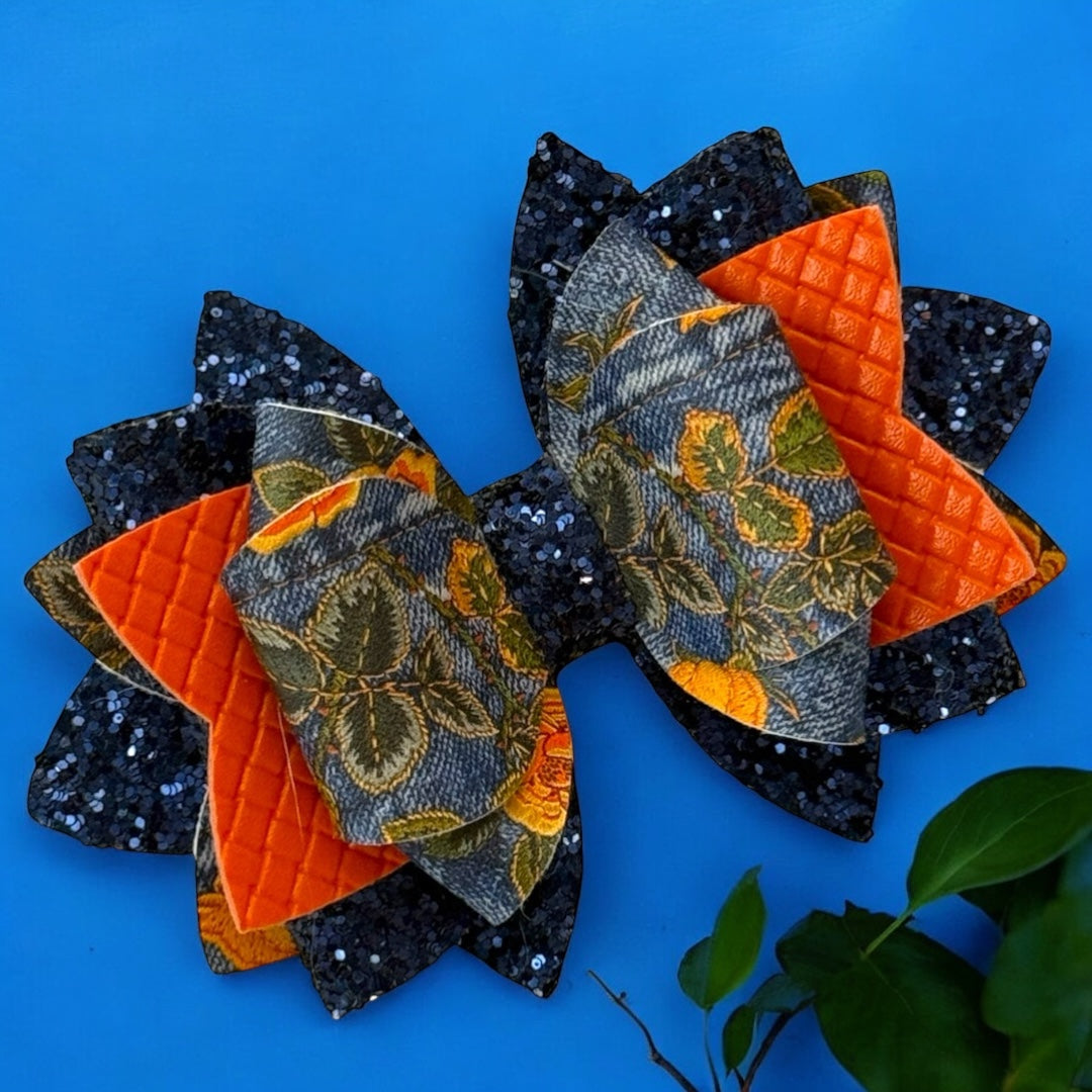 Orange Rose Denim Bow