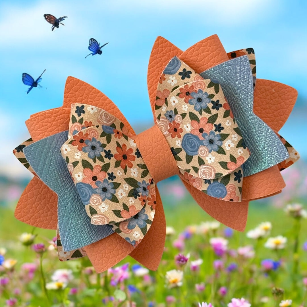 Peach Floral Bow