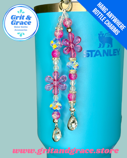 Hang Anywhere Camellia Sparkle Beaded Bottle Charm