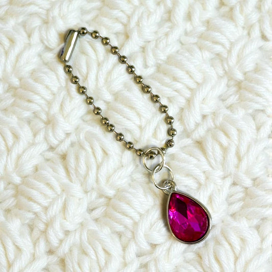 Rose Red Pink Gem Handle Charm