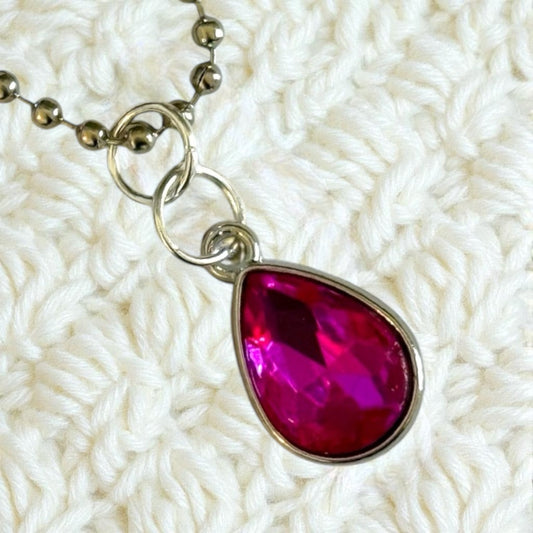 Rose Red Pink Gem Handle Charm