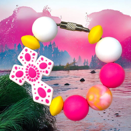 Hot Pink Cross Handle Bracelet