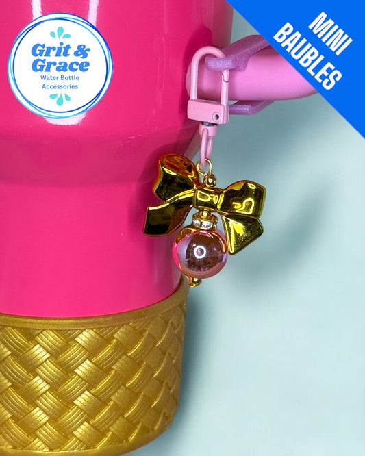 Pink & Gold Chrome Mini Straw Bauble
