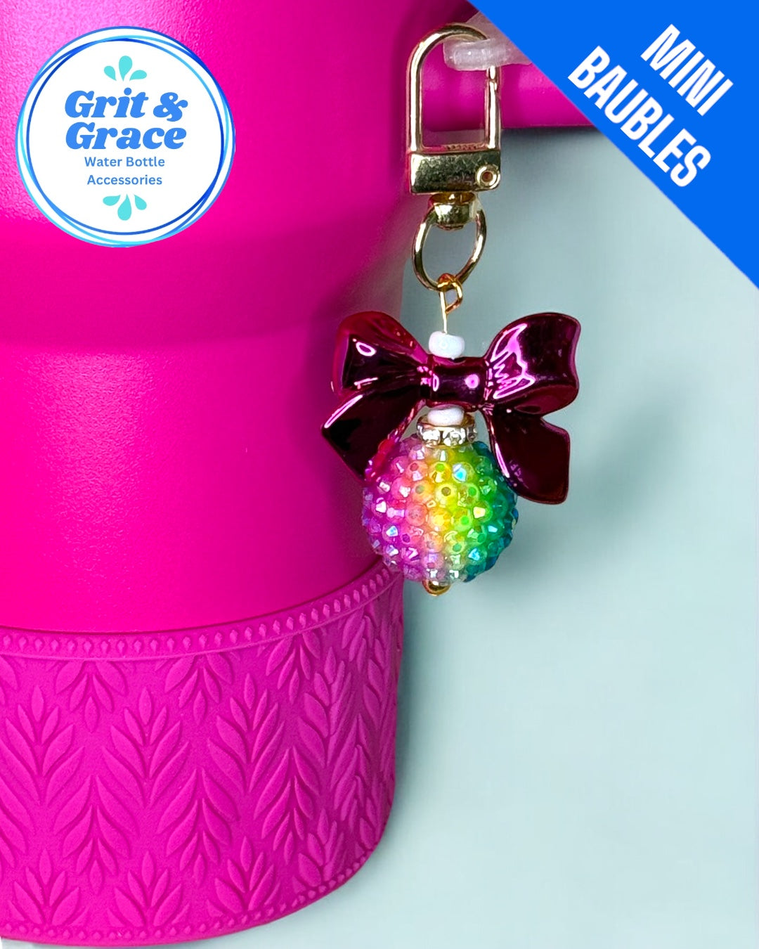 Rainbow Glitter Mini Straw Bauble