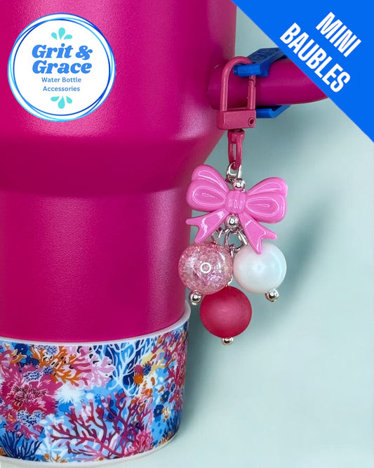 Pink Bow Mini Straw Bauble