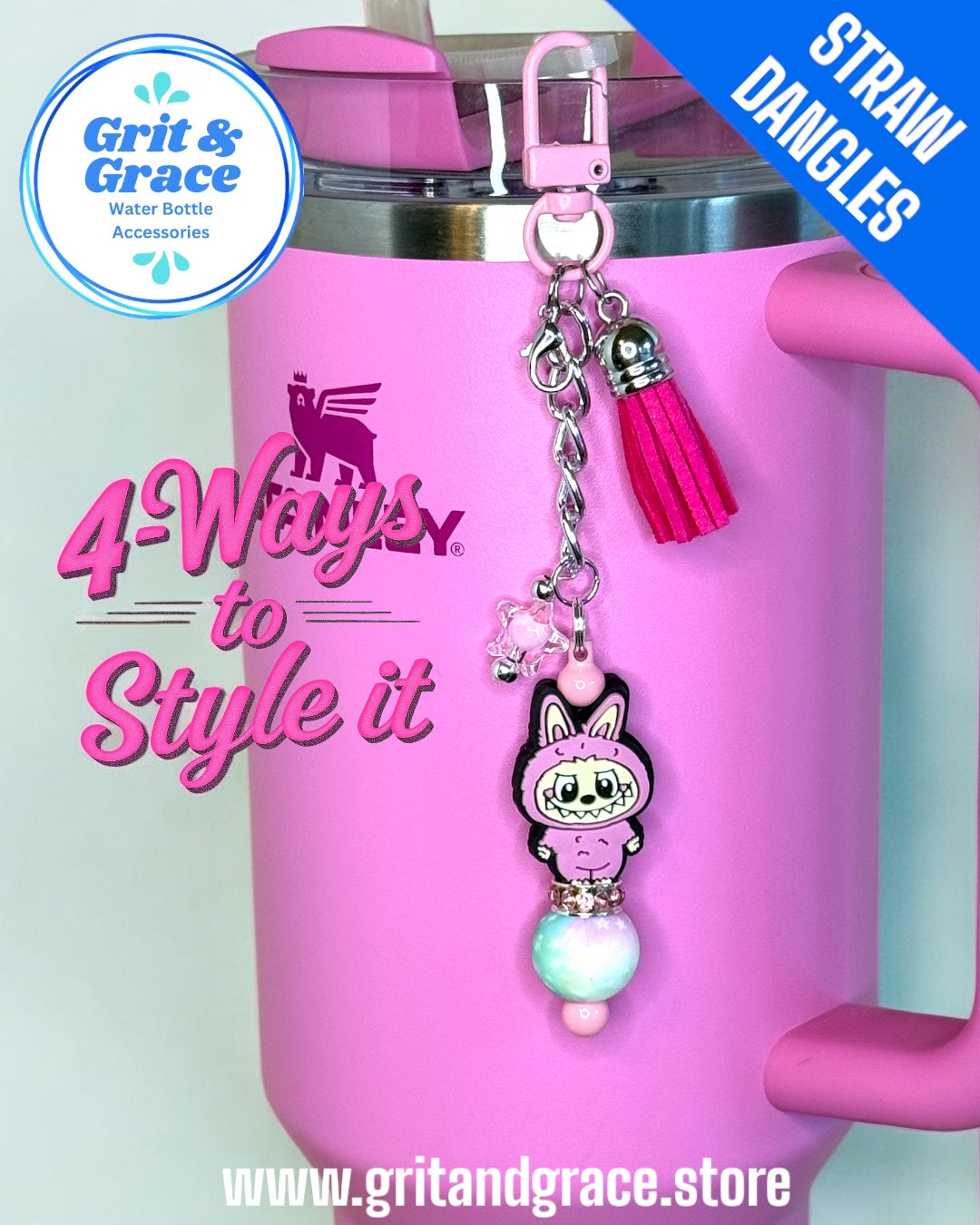 Monster Life Pink Straw Dangle