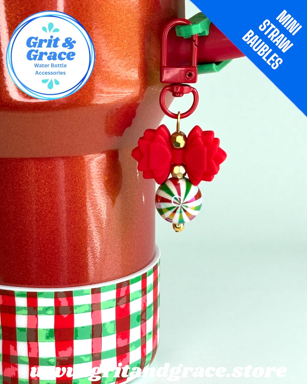 Gracie Mini Bauble - Red & Green Candy Cane Stripe