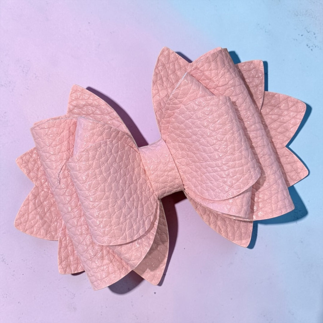 Light Peachy Pink Pebbled Solid Bow