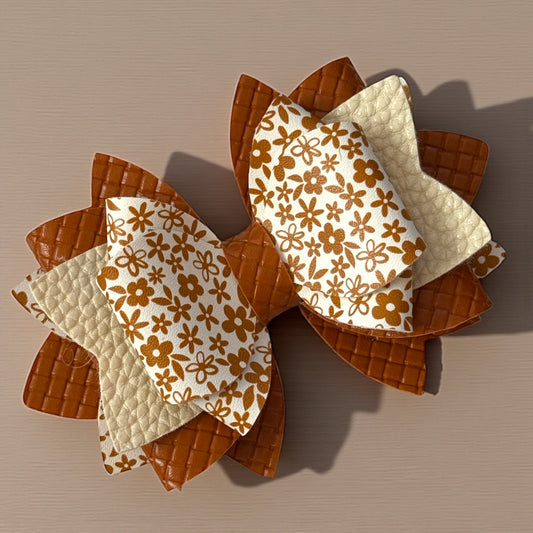 Autumn Tan Daisies Bow
