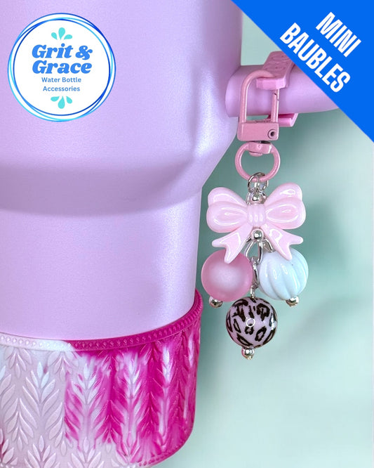 Baby Pink Leopard Mini Straw Bauble