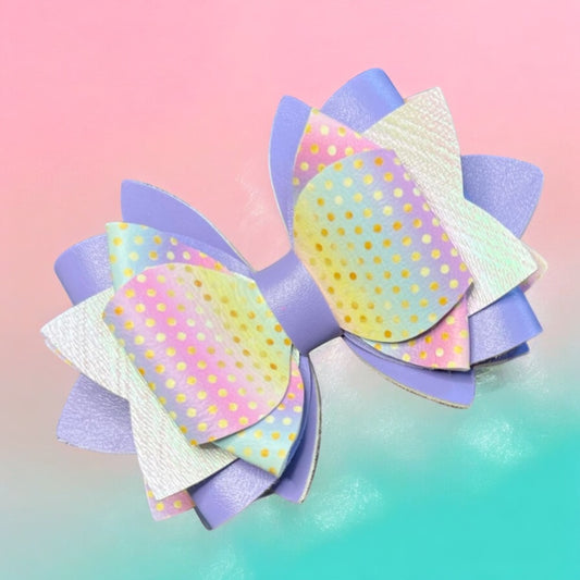 Rainbow Dots Elastic-Back Bow