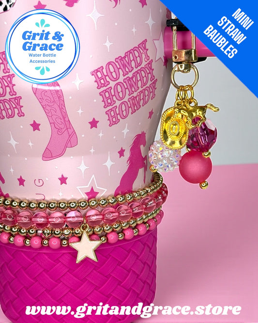 Pink Howdy Mini Straw Bauble