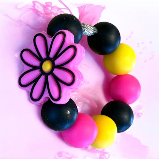 Neon Pink Daisy Handle Bracelet