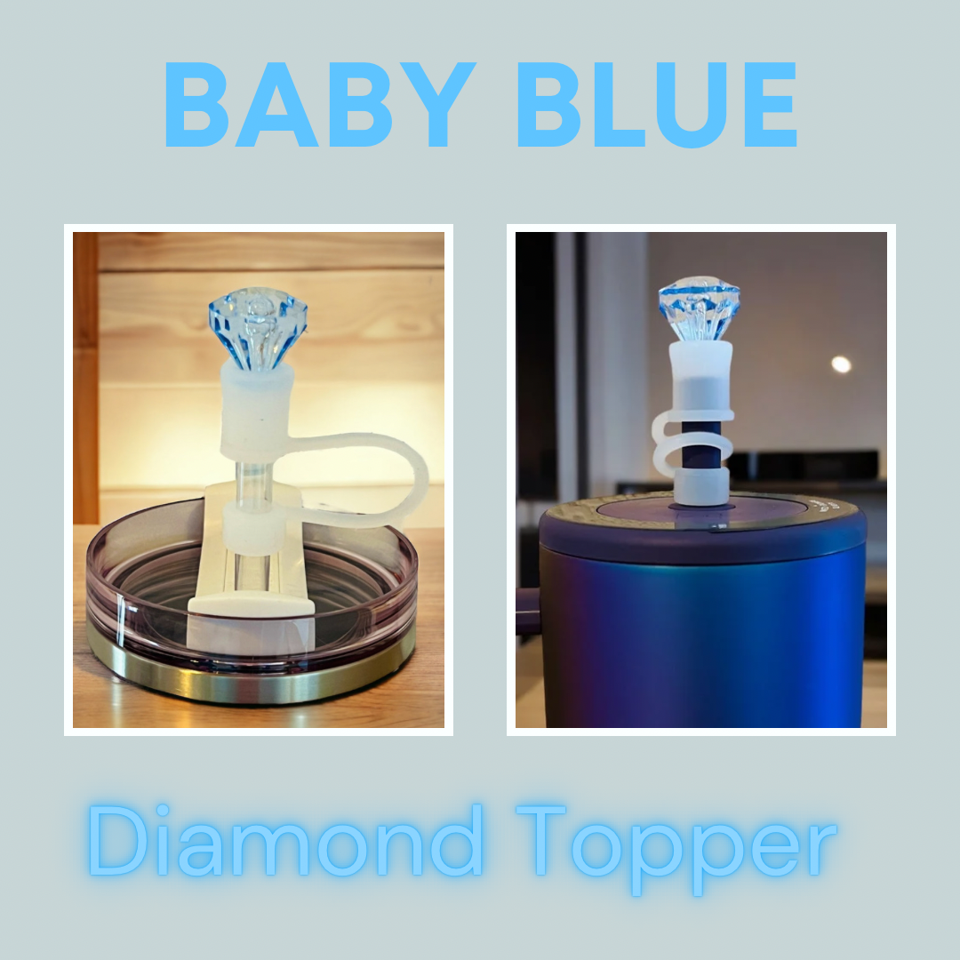 Baby Blue Diamond Straw Topper