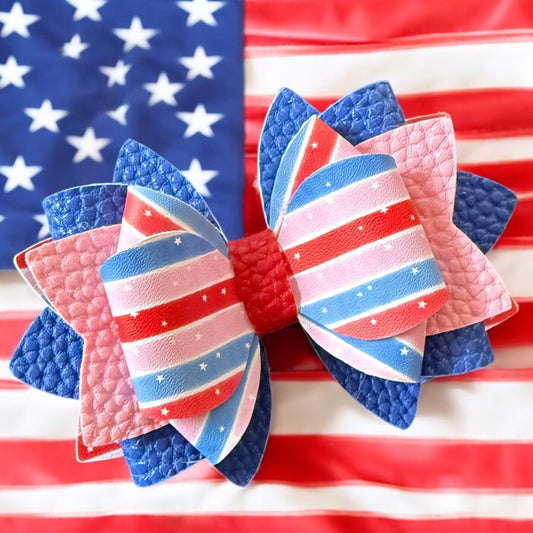 Pink Patriotic Stripes Bow