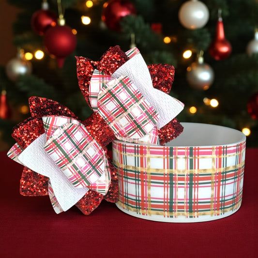 Red Candy Cane Plaid Bow