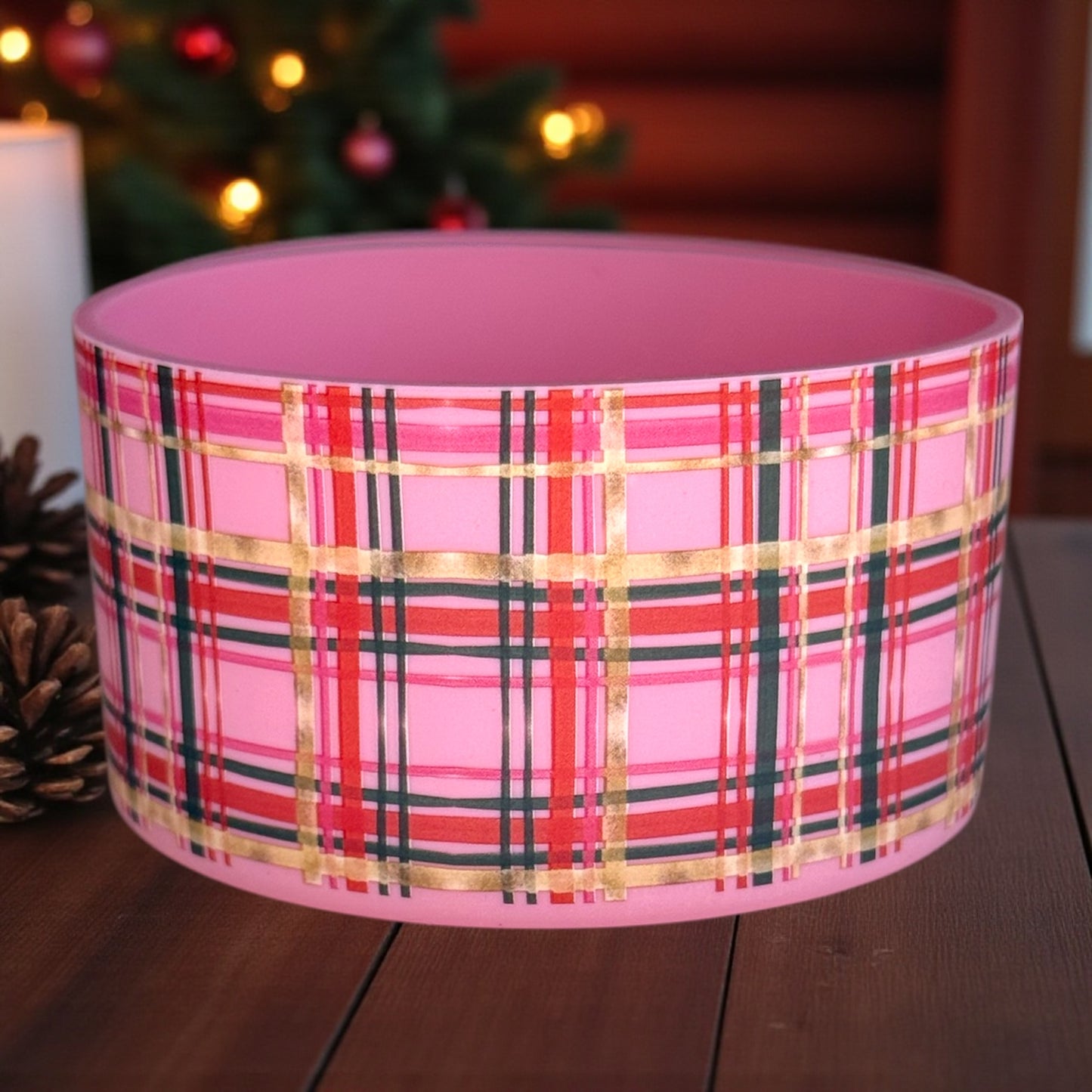 Pink Candy Cane Plaid Boot