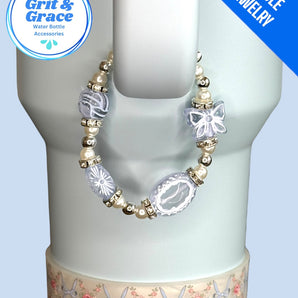 Tumbler Handle Jewelry - Blue Stained Glass