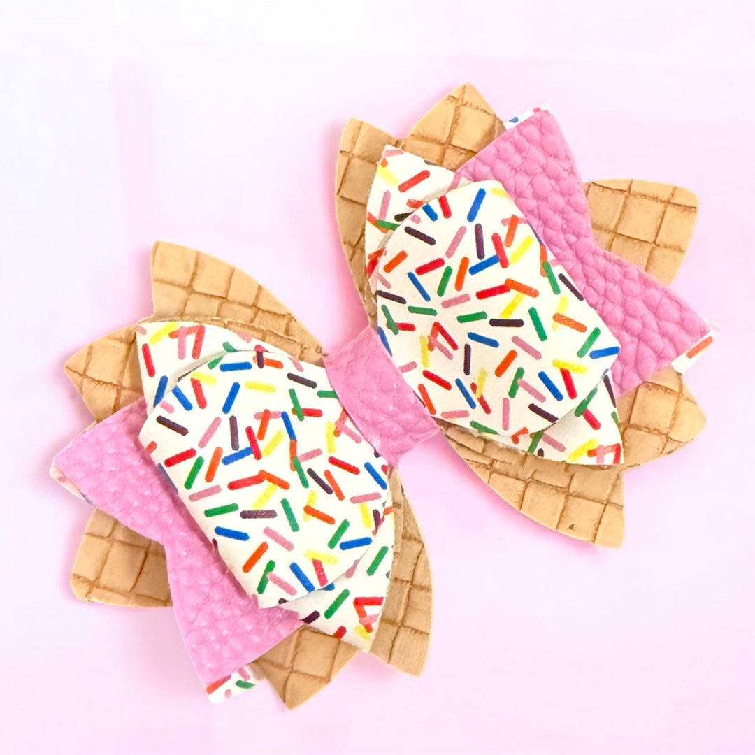 Waffle Cone Sprinkles Bow