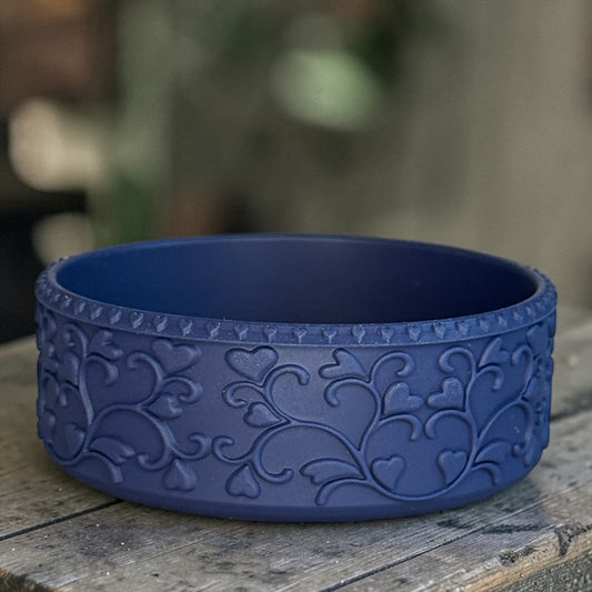 Heart Scroll Navy Blue Shorty Boot