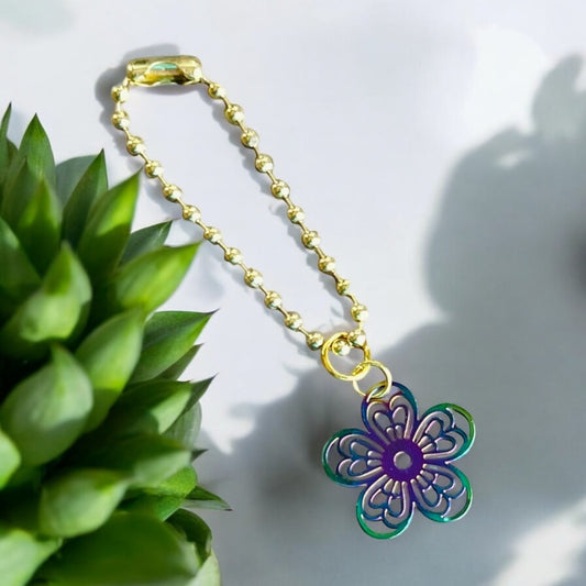 Iridescent Flower Handle Charm