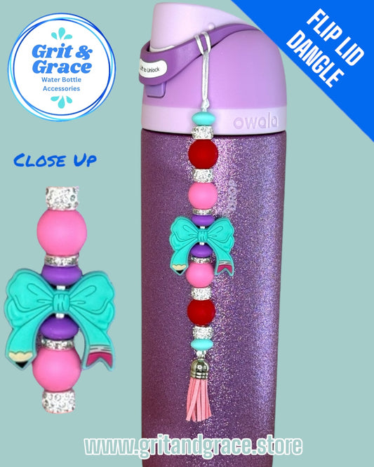 Teal Pencil Bow Flip Lid Dangle