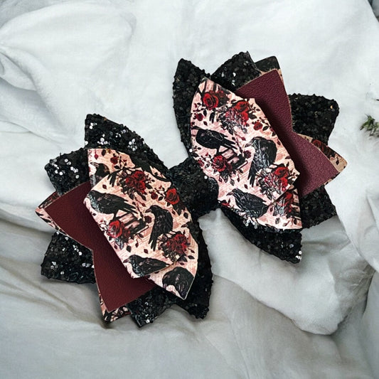 Ravens & Roses Bow