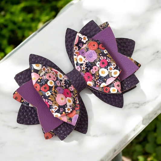 Plum Floral Bow