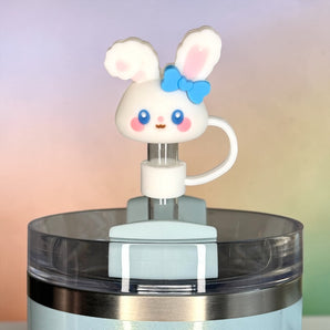 Coquette Blue Bunny Straw Topper