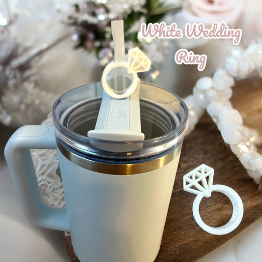 White Wedding Ring 3D Topper