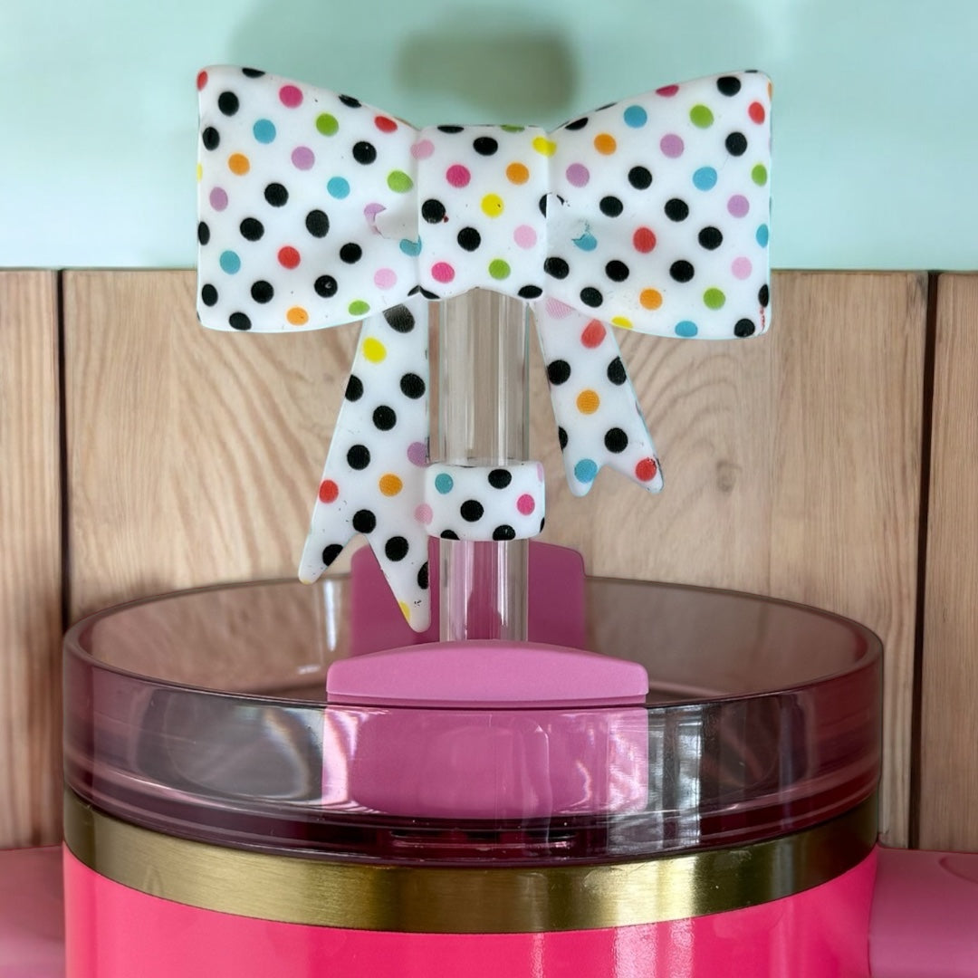 Mini Dots Bow Straw Topper