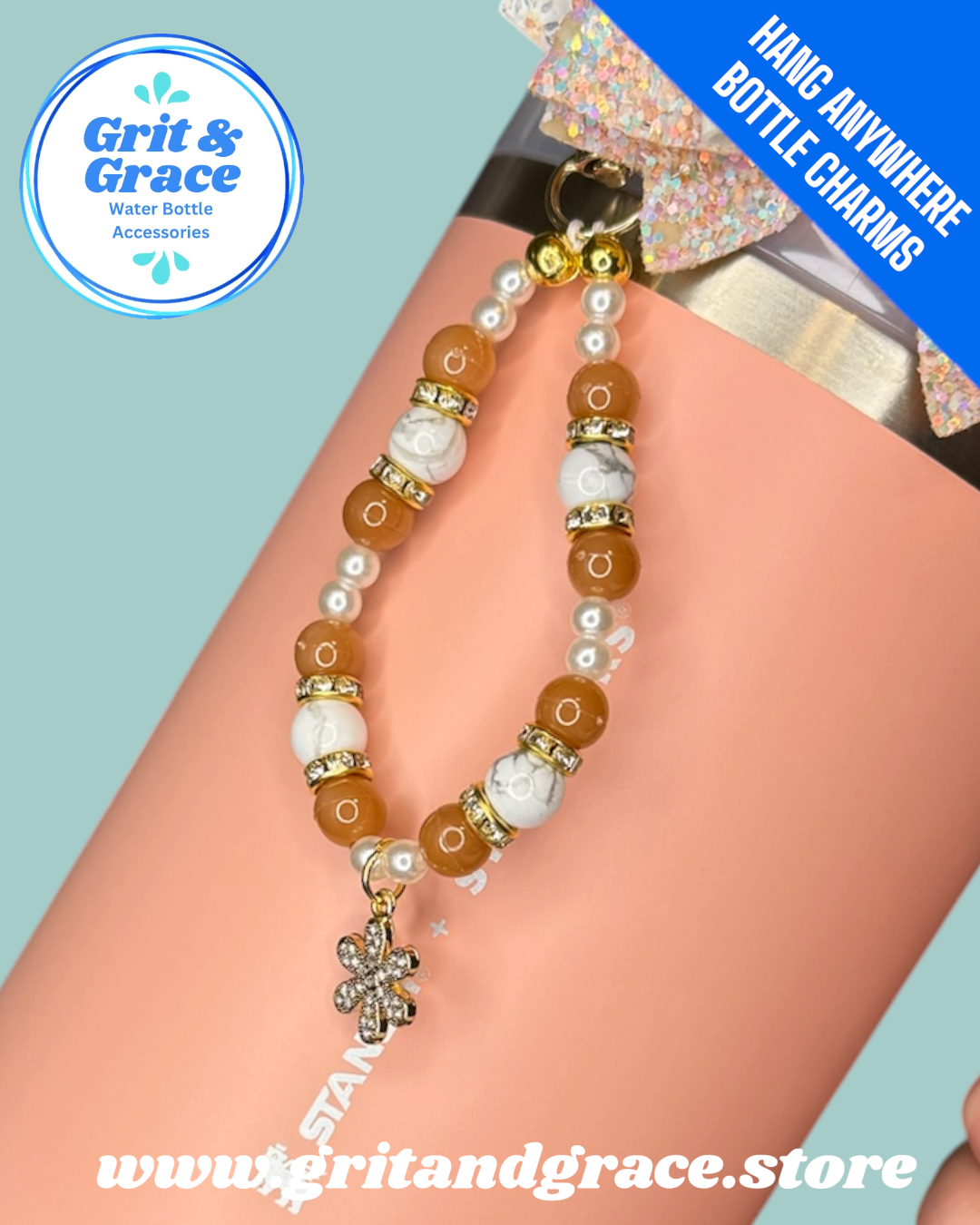 Hang Anywhere Boho Daisy Beaded Bottle Charm