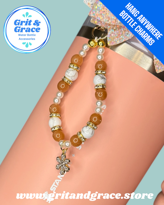 Hang Anywhere Boho Daisy Beaded Bottle Charm