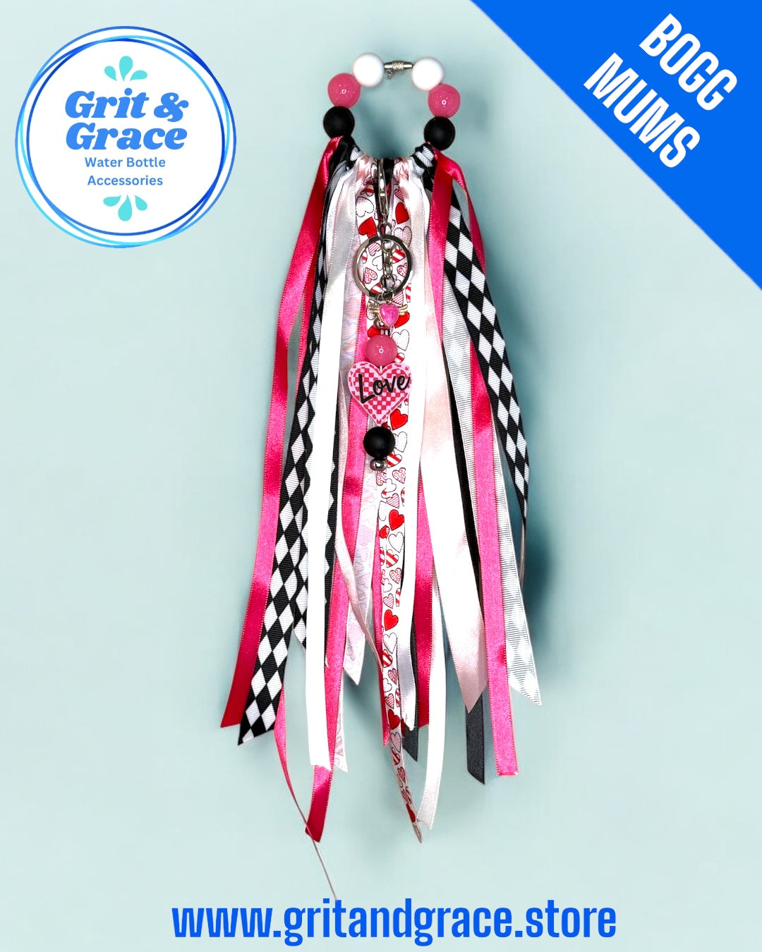 Valentine's Checker Heart Mum Tassel