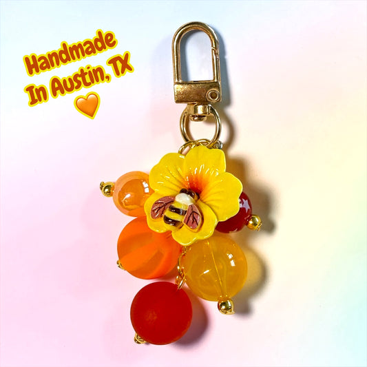 Karol Bee & Yellow Hibiscus Mini Straw Bauble