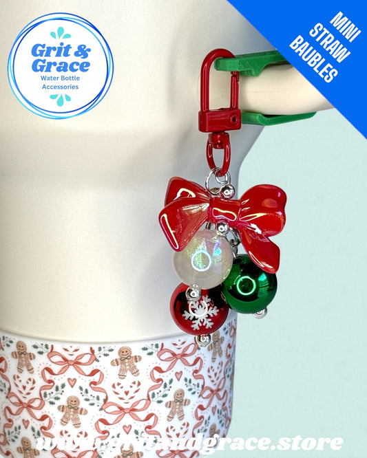 Red Snowflake Bow Mini Bauble