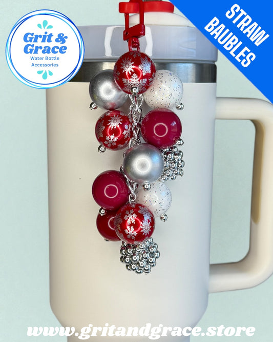 Red Snowflake #5 Straw Bauble