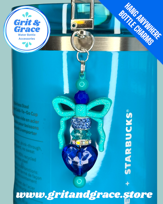 Hang Anywhere Sea Glass Glitter Bow Bottle Charm