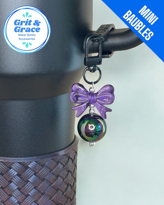 Purple Chroma Bow Mini Straw Bauble
