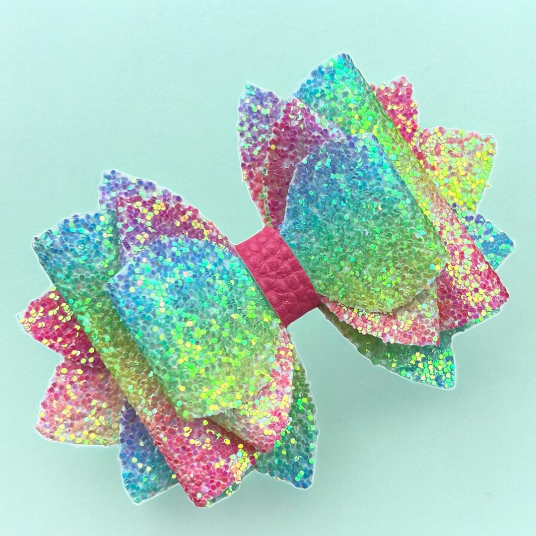 Rainbow Pastel Glitter Bow