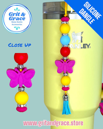 Dark Pink Butterfly Silicone Dangle