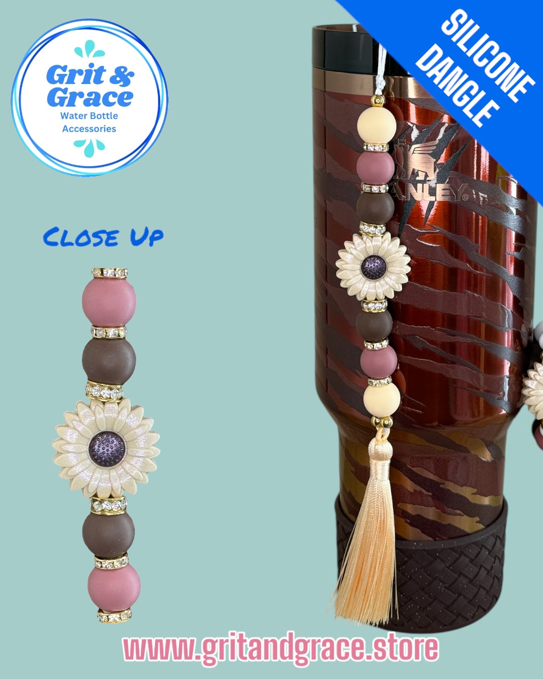 Neutral Daisy Silicone Dangle