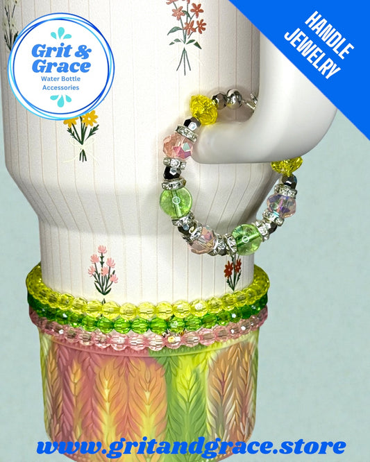 Tumbler Handle Jewelry - Rose Quartz Bouquet