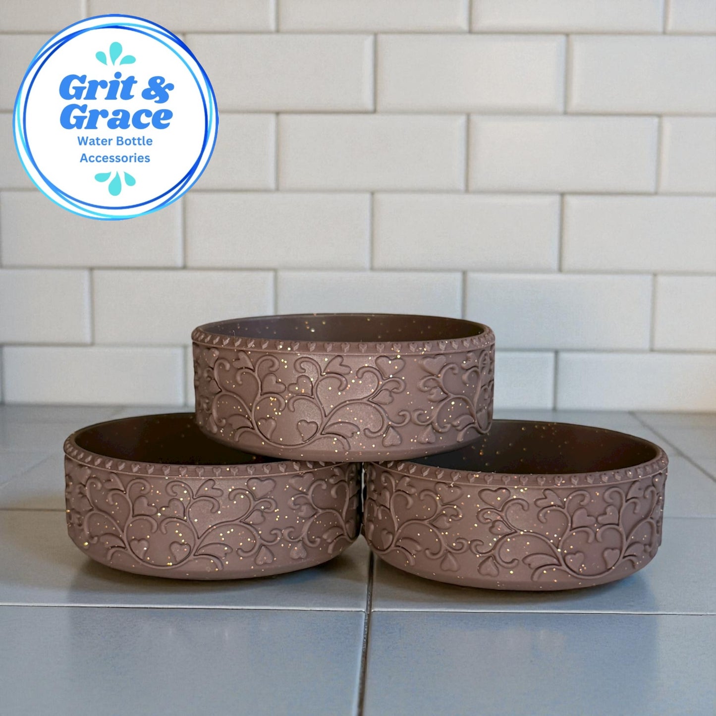 Heart Scroll Chocolate & Gold Glitter Shorty Boot