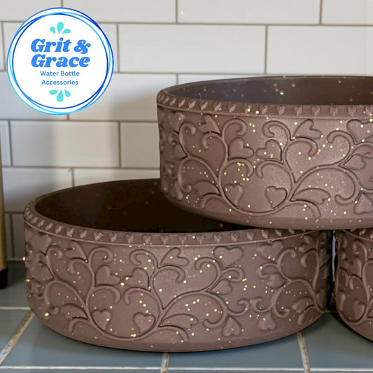 Heart Scroll Chocolate & Gold Glitter Shorty Boot