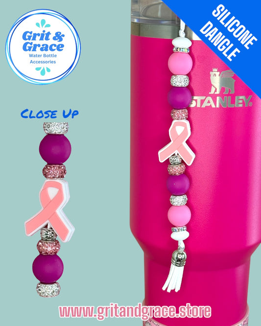 Pink Ribbon Silicone Dangle