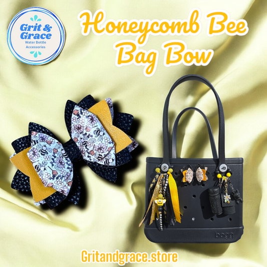 Honeycomb Bees Beach Bag Bow