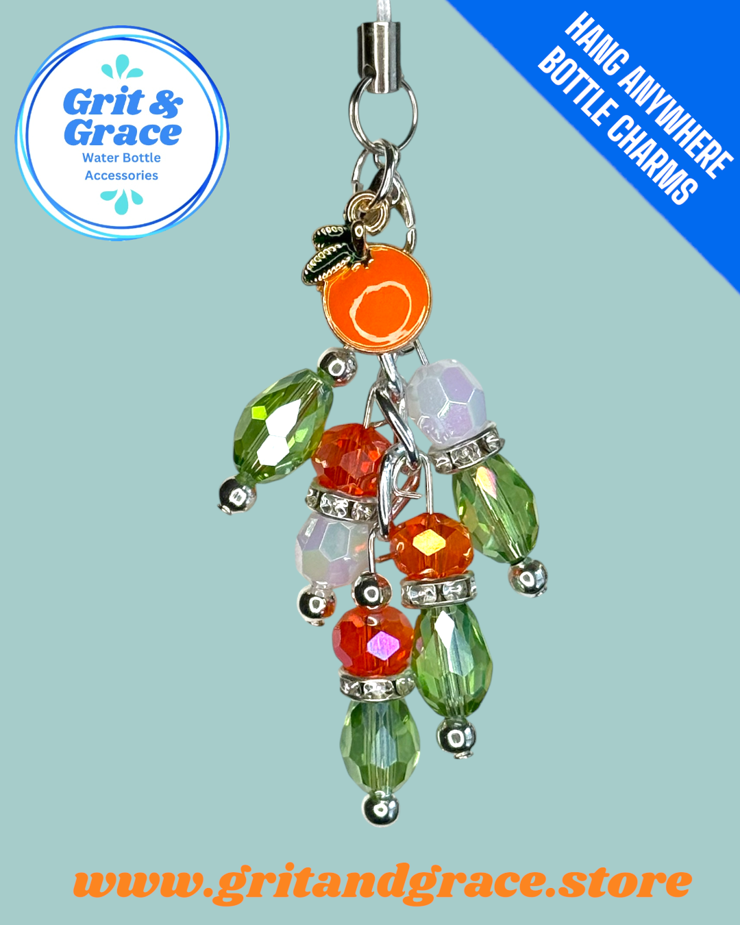 Hang Anywhere Beaded Orange Bottle Charm