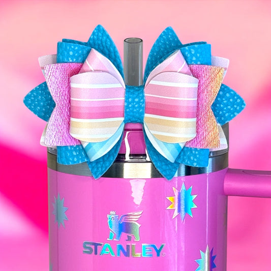 Spring Blue Stripe Bow